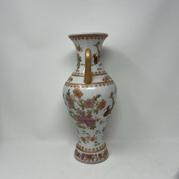 12.5" Vintage VTG Chinese Peacock Bird Vase Marked - Picture 5 of 13